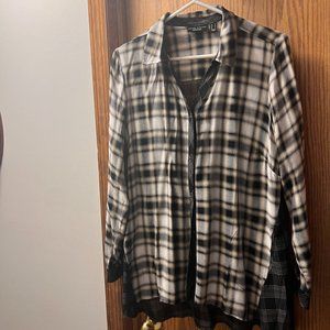Susan Graver Weekend Regular Soft Yarn-Dyed Plaid Tunic Shirt Neutral- Regular